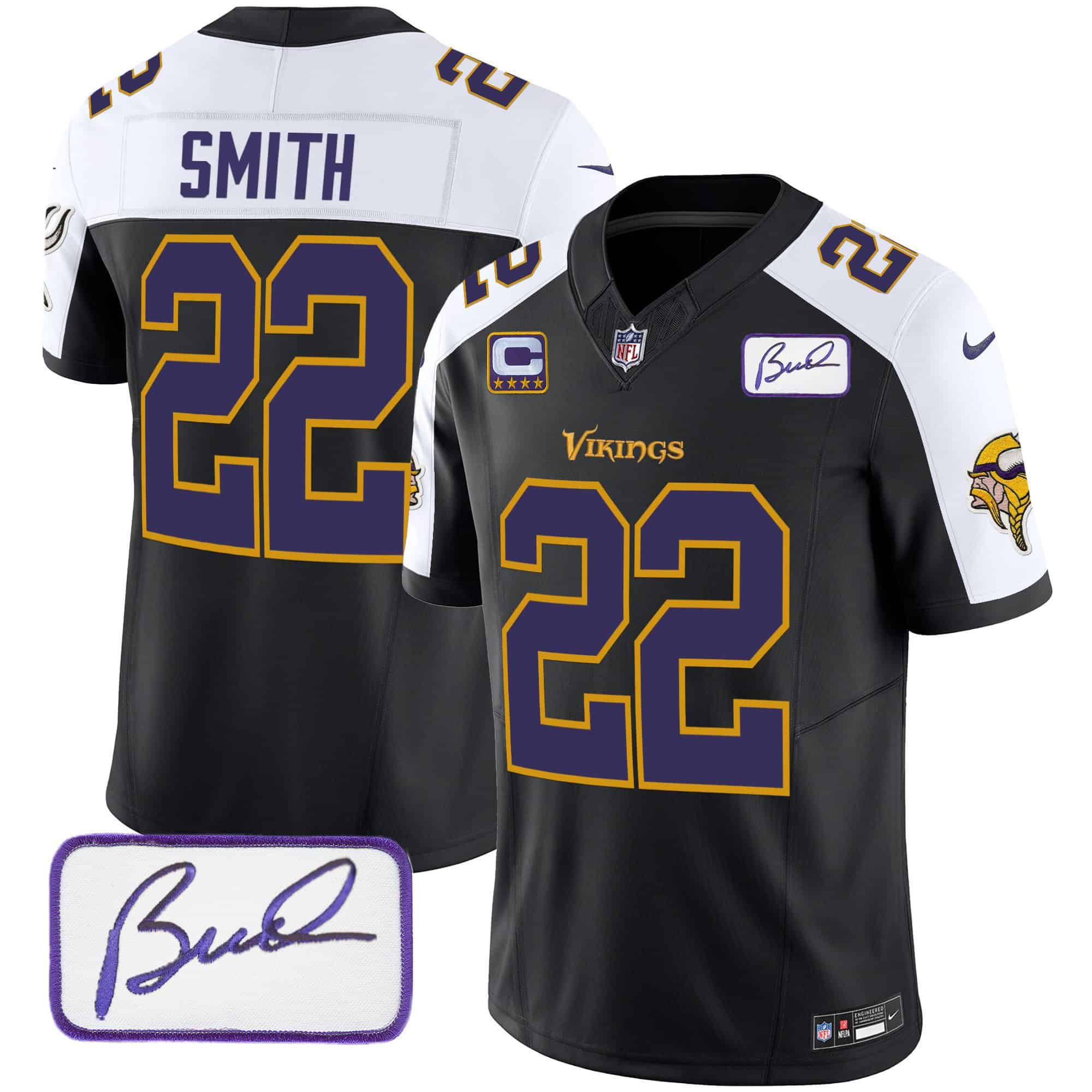 Men Minnesota Vikings #22 Smith Black 2024 Nike Bud Grant Patch Classic Limited NFL Jersey style 2->indianapolis colts->NFL Jersey
